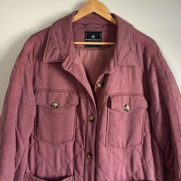 Bagatelle Mauve Quilted Blanket Button Front Long Length Coat Size XL - Picture 2 of 5